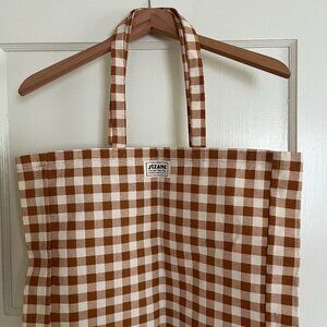 Sezane Orange Gingham Tote Bag